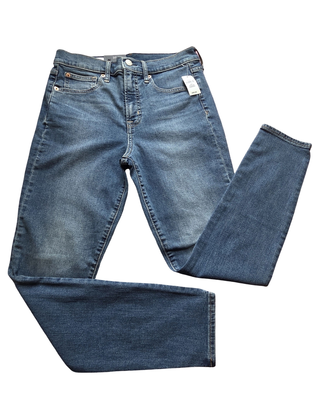GAP Skinny High Rise Jeans in Washed Blue Denim